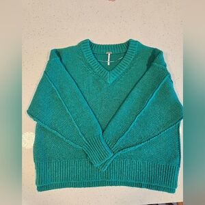 Green Free People Oversized Knit Sweater